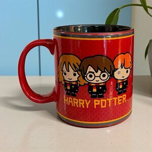 Harry Potter Ceramic Mug w/ Harry, Ron & Hermione Chibi Characters 20 oz. - NEW